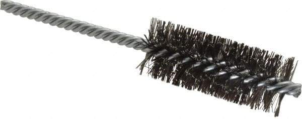 Weiler - 1" Diam Helical Steel Tube Brush - Double Spiral, 0.0104" Filament Diam, 2-1/2" Brush Length, 5-1/2" OAL, 1/4" Diam Shank - Eagle Tool & Supply