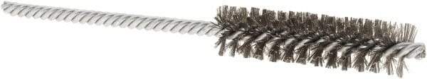 Weiler - 1/2" Diam Helical Stainless Steel Tube Brush - Double Spiral, 0.004" Filament Diam, 2" Brush Length, 5" OAL, 5/32" Diam Shank - Eagle Tool & Supply