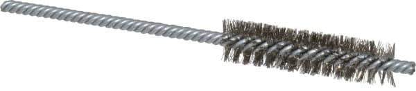 Weiler - 1/2" Diam Helical Stainless Steel Tube Brush - Double Spiral, 0.006" Filament Diam, 2" Brush Length, 5" OAL, 5/32" Diam Shank - Eagle Tool & Supply