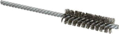 Weiler - 5/8" Diam Helical Stainless Steel Tube Brush - Double Spiral, 0.005" Filament Diam, 2" Brush Length, 5" OAL, 7/32" Diam Shank - Eagle Tool & Supply