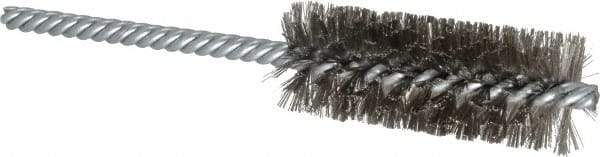 Weiler - 1" Diam Helical Stainless Steel Tube Brush - Double Spiral, 0.006" Filament Diam, 2-1/2" Brush Length, 5-1/2" OAL, 1/4" Diam Shank - Eagle Tool & Supply
