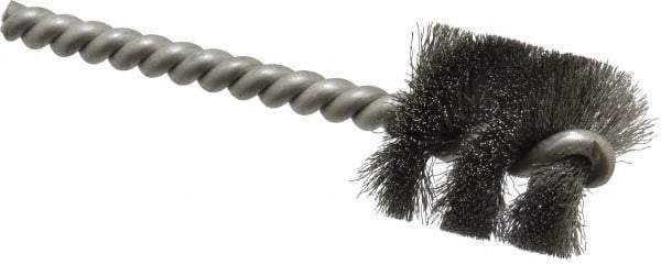 Weiler - 1" Diam Helical Steel Tube Brush - 0.005" Filament Diam, 1" Brush Length, 3-1/2" OAL, 1/4" Diam Stainless Steel Shank - Eagle Tool & Supply