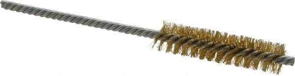 Weiler - 1/2" Diam Helical Brass Tube Brush - Double Spiral, 0.006" Filament Diam, 2" Brush Length, 5" OAL, 5/32" Diam Shank - Eagle Tool & Supply