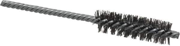 Weiler - 5/8" Diam Helical Steel Tube Brush - Double Spiral, 0.0104" Filament Diam, 2" Brush Length, 5-1/2" OAL, 7/32" Diam Shank - Eagle Tool & Supply