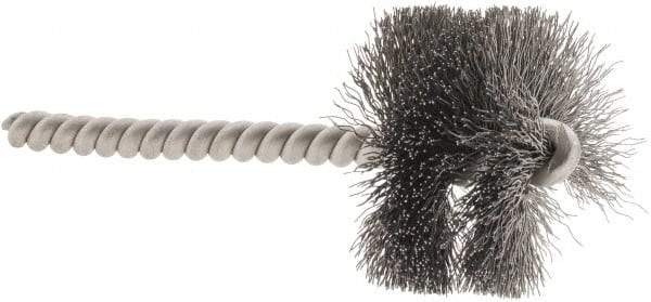Weiler - 1-1/2" Diam Helical Steel Tube Brush - 0.008" Filament Diam, 1" Brush Length, 3-1/2" OAL, 1/4" Diam Stainless Steel Shank - Eagle Tool & Supply