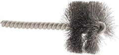 Weiler - 1-1/2" Diam Helical Steel Tube Brush - 0.008" Filament Diam, 1" Brush Length, 3-1/2" OAL, 1/4" Diam Stainless Steel Shank - Eagle Tool & Supply