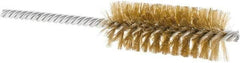 Weiler - 1" Diam Helical Brass Tube Brush - Double Spiral, 0.006" Filament Diam, 2-1/2" Brush Length, 5-1/2" OAL, 1/4" Diam Shank - Eagle Tool & Supply