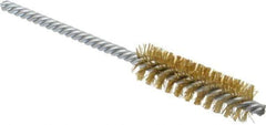 Weiler - 5/8" Diam Helical Brass Tube Brush - Double Spiral, 0.008" Filament Diam, 2" Brush Length, 5-1/2" OAL, 7/32" Diam Shank - Eagle Tool & Supply