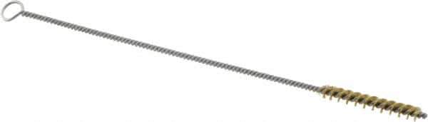Weiler - 1-1/2" Long x 3/16" Diam Brass Hand Tube Brush - Single Spiral, 7" OAL, 0.003" Wire Diam, 3/32" Shank Diam - Eagle Tool & Supply