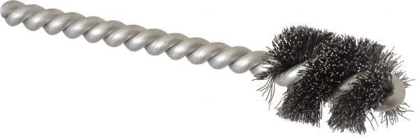 Weiler - 3/4" Diam Helical Steel Tube Brush - 0.008" Filament Diam, 1" Brush Length, 3-1/2" OAL, 7/32" Diam Stainless Steel Shank - Eagle Tool & Supply