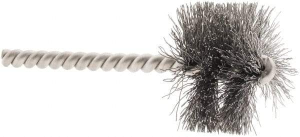 Weiler - 1-1/2" Diam Helical Steel Tube Brush - 0.0104" Filament Diam, 1" Brush Length, 3-1/2" OAL, 1/4" Diam Stainless Steel Shank - Eagle Tool & Supply