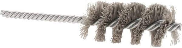 Weiler - 1-1/8" Diam Helical Nylon Tube Brush - Single Spiral, 0.012" Filament Diam, 2-1/2" Brush Length, 5-1/2" OAL, 1/4" Diam Shank - Eagle Tool & Supply