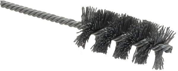 Weiler - 1-1/4" Diam Helical Nylon Tube Brush - Single Spiral, 0.022" Filament Diam, 2-1/2" Brush Length, 5-1/2" OAL, 1/4" Diam Shank - Eagle Tool & Supply