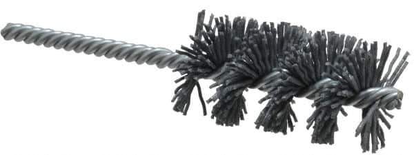 Weiler - 1-1/4" Diam Helical Nylon Tube Brush - Single Spiral, 0.035" Filament Diam, 2-1/2" Brush Length, 5-1/2" OAL, 1/4" Diam Shank - Eagle Tool & Supply