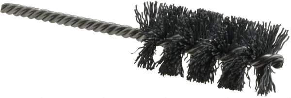 Weiler - 1-1/4" Diam Helical Nylon Tube Brush - Single Spiral, 0.022" Filament Diam, 2-1/2" Brush Length, 5-1/2" OAL, 1/4" Diam Shank - Eagle Tool & Supply