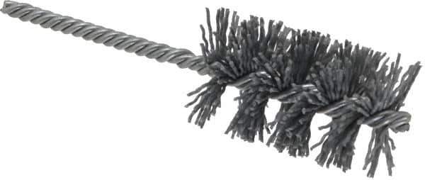 Weiler - 1-1/2" Diam Helical Nylon Tube Brush - Single Spiral, 0.035" Filament Diam, 2-1/2" Brush Length, 5-1/2" OAL, 1/4" Diam Shank - Eagle Tool & Supply