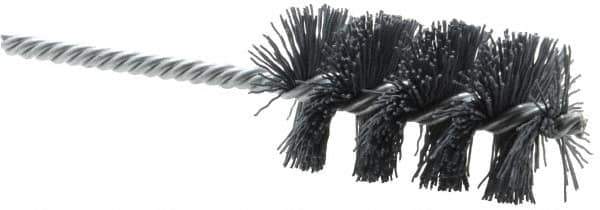 Weiler - 1-1/2" Diam Helical Nylon Tube Brush - Single Spiral, 0.022" Filament Diam, 2-1/2" Brush Length, 5-1/2" OAL, 1/4" Diam Shank - Eagle Tool & Supply