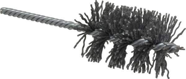 Weiler - 1-3/4" Diam Helical Nylon Tube Brush - Single Spiral, 0.04" Filament Diam, 2-1/2" Brush Length, 5-1/2" OAL, 1/4" Diam Shank - Eagle Tool & Supply