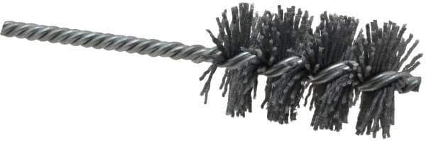 Weiler - 1-1/2" Diam Helical Nylon Tube Brush - Single Spiral, 0.04" Filament Diam, 2-1/2" Brush Length, 5-1/2" OAL, 1/4" Diam Shank - Eagle Tool & Supply