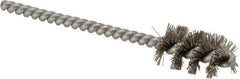 Weiler - 9/16" Diam Helical Stainless Steel Tube Brush - 0.0104" Filament Diam, 1" Brush Length, 3-1/2" OAL, 3/16" Diam Stainless Steel Shank - Eagle Tool & Supply