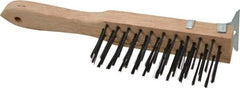 Weiler - 4 Rows x 11 Columns Steel Scratch Brush - 5" Brush Length, 11-1/2" OAL, 1-5/8" Trim Length, Wood Straight Handle - Eagle Tool & Supply