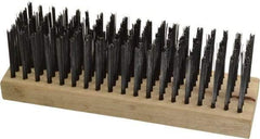 Weiler - 6 Rows x 19 Columns Steel Scratch Brush - 7" Brush Length, 7-1/4" OAL, 1-5/8" Trim Length, Wood Straight Handle - Eagle Tool & Supply