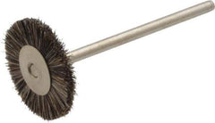 Weiler - 3/4" OD, 3/32" Shank Diam, Hair Wheel Brush - 3/16" Trim Length, 37,000 RPM - Eagle Tool & Supply