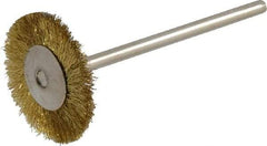 Weiler - 3/4" OD, 3/4" Shank Diam, Crimped Brass Wheel Brush - 3/16" Trim Length, 0.003" Filament Diam, 37,000 RPM - Eagle Tool & Supply