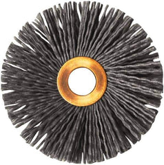 Weiler - 3" OD, 1/2" Arbor Hole, Nylon Wheel Brush - 1/2" Face Width, 1" Trim Length, 0.035" Filament Diam, 10,000 RPM - Eagle Tool & Supply