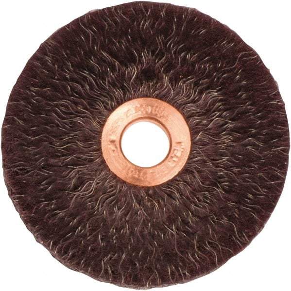 Weiler - 3" OD, 1/2" Arbor Hole, Crimped Steel Wheel Brush - 1/4" Face Width, 1" Trim Length, 0.014" Filament Diam, 20,000 RPM - Eagle Tool & Supply