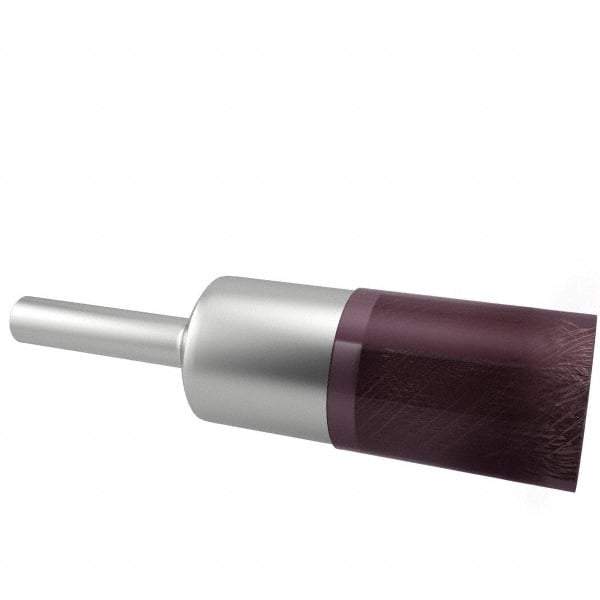 Weiler - 1/2" Brush Diam, Encapsulated, Crimped, End Brush - 1/4" Diam Shank, 18,000 Max RPM - Eagle Tool & Supply