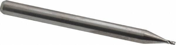 Kyocera - 1/32", 3/64" LOC, 1/8" Shank Diam, 1-1/2" OAL, 4 Flute, Solid Carbide Square End Mill - Single End, Uncoated, 30° Helix, Centercutting, Series 1820 - Eagle Tool & Supply