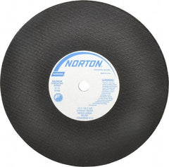 Norton - 10" 24 Grit Aluminum Oxide Cutoff Wheel - 1/8" Thick, 5/8" Arbor, 6,110 Max RPM, Use with Stationary Tools - Eagle Tool & Supply