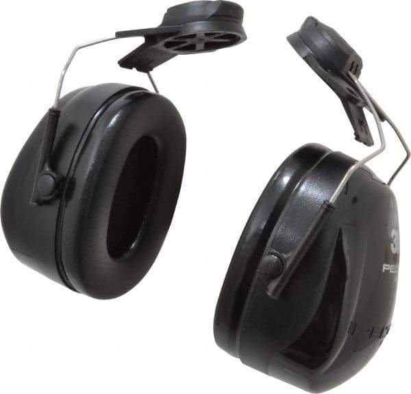 3M - Hard Hat Cap Mounted Black PVC Cushion Earmuffs - 25 NRR Rating - Eagle Tool & Supply
