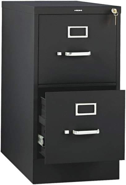 Hon - 26" Wide x 29" High x 26-1/2" Deep, 2 Drawer Vertical File with Lock - Steel, Black - Eagle Tool & Supply