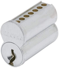 Falcon - 7 Pins, Falcon A Keyway Keying, Small Format IC Cylinder - Satin Chrome Coated, Brass - Eagle Tool & Supply