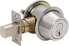 Falcon - Less Cylinder - SFIC Keying, Single Cylinder Deadbolt - Satin Chrome Coated, Steel - Eagle Tool & Supply