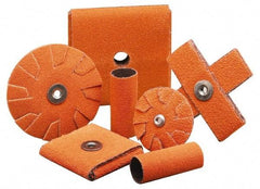 Merit Abrasives - 80 Grit, Medium Grade, Ceramic Cross Pad - 2" Long x 2" Wide x 3/4" Thick, Cloth Backed, X Backing Weight, 8 Ply, 18,000 Max RPM - Eagle Tool & Supply