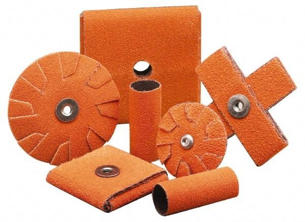 Merit Abrasives - 60 Grit, Medium Grade, Ceramic Square Pad - 2" Long x 2" Wide x 1/2" Thick, Cloth Backed, X Backing Weight, 6 Ply, 18,000 Max RPM - Eagle Tool & Supply