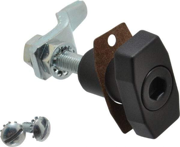 Made in USA - 2.97" Long x 1.56" Wide x 0.880" High, Hex Key Latch Operated Latch - Die Cast Zinc, with Black Powder Coat Finish - Eagle Tool & Supply