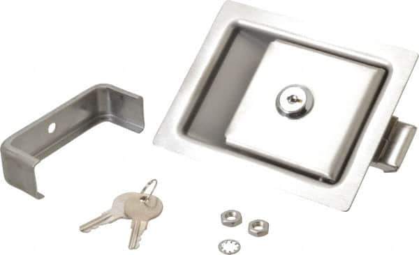 Made in USA - 5" Long x 4" Wide x 1-15/16" High, Paddle Latch - Stainless Steel, with Brushed Finish - Eagle Tool & Supply
