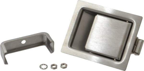 Made in USA - 3.31" Long x 2.68" Wide x 1.430" High, Paddle Latch - Stainless Steel, with Brushed Finish - Eagle Tool & Supply