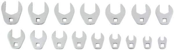 Proto - 16 Piece 3/8" Drive Open End Crowfoot Wrench Set - 9, 10, 11, 12, 13, 14, 15, 16, 17, 18, 19, 20, 21, 22, 23 & 24mm - Eagle Tool & Supply