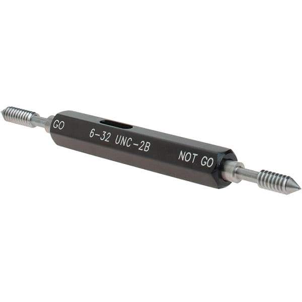 SPI - #6-32, Class 2B, Double End Plug Thread Go/No Go Gage - Steel, Size 00 Handle Included - Eagle Tool & Supply
