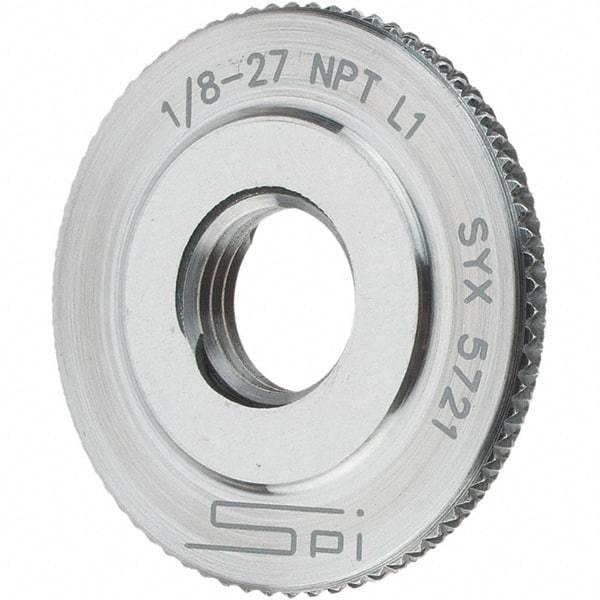 SPI - 1/8-27 Thread, Oil Hardened Non-Shrinking Steel (OHNS), Class L1, Ring Pipe Thread Gage - NPT Thread - Eagle Tool & Supply