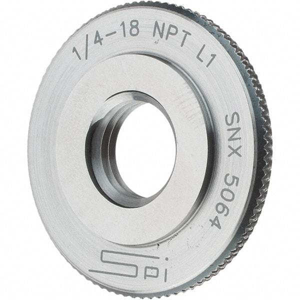 SPI - 1/4-18 Thread, Oil Hardened Non-Shrinking Steel (OHNS), Class L1, Ring Pipe Thread Gage - NPT Thread - Eagle Tool & Supply