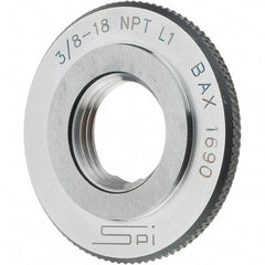 SPI - 3/8-18 Thread, Oil Hardened Non-Shrinking Steel (OHNS), Class L1, Ring Pipe Thread Gage - NPT Thread - Eagle Tool & Supply