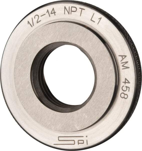 SPI - 1/2-14 Thread, Oil Hardened Non-Shrinking Steel (OHNS), Class L1, Ring Pipe Thread Gage - NPT Thread - Eagle Tool & Supply