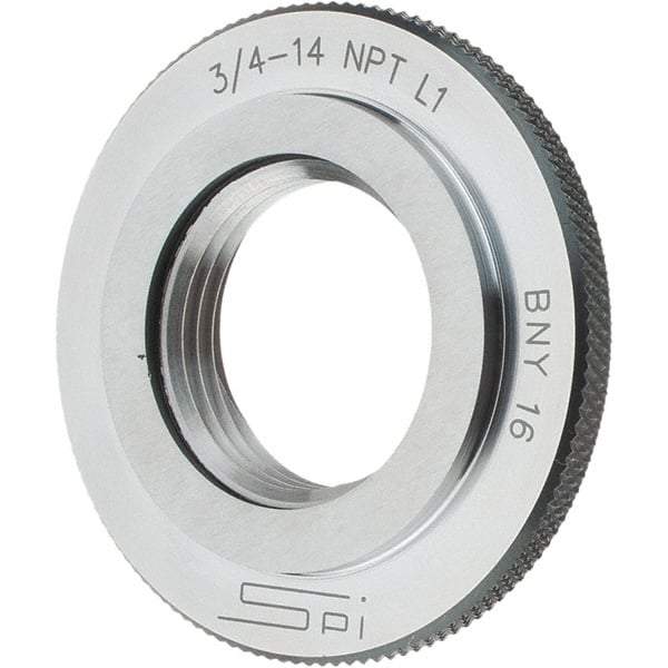 SPI - 3/4-14 Thread, Oil Hardened Non-Shrinking Steel (OHNS), Class L1, Ring Pipe Thread Gage - NPT Thread - Eagle Tool & Supply