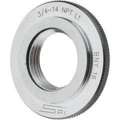 SPI - 3/4-14 Thread, Oil Hardened Non-Shrinking Steel (OHNS), Class L1, Ring Pipe Thread Gage - NPT Thread - Eagle Tool & Supply